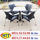 Bàn ghế cafe nhựa đúc chân inox Hoàng Trung Tín HTT88