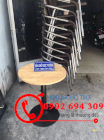 Bàn cafe chân sắt mặt gỗ tròn 600 Ngọc Phương NP-3018