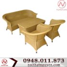 Bộ bàn ghế cafe Sofa dây tròn - vàng 905 Nguyễn E001