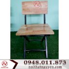 Ghế gỗ xếp cafe thấp mặt liền Nguyễn G010