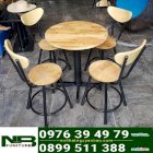 Bàn ghế gỗ cafe chân sắt Nguyên Bảo - BGGNB015