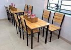 Bộ bàn ghế cafe, nhà hàng, quán ăn gỗ chân sắt 4 ghế Trí Toàn TT-16