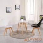 Bộ bàn tròn T105 và ghế cafe bọc nệm chân gỗ 205 - Lavaco