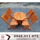 Bộ bàn ghế sân vườn xếp gỗ 4 ghế 1 bàn Nguyễn N010