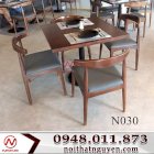 Bộ bàn ghế nhà hàng gỗ Capin cổ điển 4 ghế 1 bàn Nguyễn N030