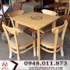 Bàn ghế nhà hàng khách sạn gỗ mango 4 ghế 1 Nguyễn N029