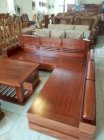 Sofa góc L 5 món gỗ xoan đào Huy Tuyển SF05