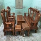 Bộ bàn ghế hồng tàu gỗ sồi Nga tay 12 Huy Tuyển MS12