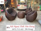 Bộ bàn ghế sofa mây nhựa  Văn Hưng SFVH012