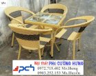 Bàn ghế sân vườn nhựa giả mây 4 ghế 1 bàn Phú Cường Hưng PCH028