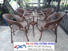 Bàn ghế cafe 4 ghế 1 bàn nhựa giả mây Phú Cường Hưng PCH064