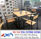 Bàn ghế gỗ nhà hàng quán ăn 4 ghế 1 bàn Phú Cường Hưng PCH078
