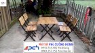 Bàn ghế gỗ nhà hàng quán ăn 4 ghế 1 bàn Phú Cường Hưng PCH083