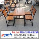 Bàn ghế gỗ nhà hàng quán ăn 4 ghế 1 bàn Phú Cường Hưng PCH084