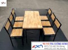 Bàn ghế gỗ nhà hàng quán ăn 6 ghế 1 bàn Phú Cường Hưng PCH086