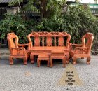 Bàn ghế salon gỗ Hương Đá trạm đào tay 12 - 6 món - MS 0.31