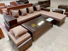 Sofa nệm góc dáng cong nghệ thuật gỗ sồi - Sơn Đông