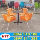 Bộ bàn ghế nhựa cafe Hoàng Trung Tín (ghế nhựa bành chân nhôm) GNHTT001