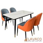Bộ bàn ăn mặt đá ghế nệm hiện đại Lavaco T147-13-4×284