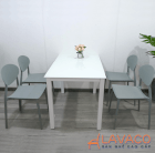 Bộ bàn ăn mặt kính 4 ghế nhựa Lavaco T154-4×224