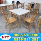Bàn ghế gỗ cafe 7 nan Hoàng Trung Tín ( Bộ 4 ghế + 1 bàn ) - gỗ cao su