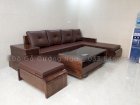 Sofa gỗ sồi nga lau màu óc chó kèm nệm 2m8x1m9 - Ms 90