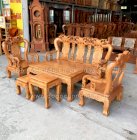 Bộ bàn ghế salon gỗ gõ đỏ tay 10 - 6 món giá rẻ HCM - Đồ Gõ Cường Nga