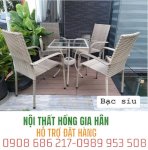 Bàn Ghế Trà Sữa Mây Nhựa Sang Trọng Hồng Gia Hân H449