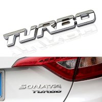 Tem logo nổi Turbo dán trang trí xe TB02 (trắng)