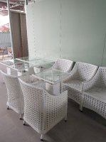 Bộ ghế mây cafe sân vườn màu trắng Hoàng Trung Tín