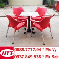 Ghế nhựa cafe Hoàng Trung Tín màu đỏ