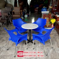 Bộ bàn ghế cafe nhựa đúc chân inox Hoàng Trung Tín - HTT2019.07