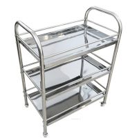 Xe tiêm inox 3 tầng có thanh chắn Đức Anh 70X45X15cm