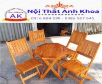 Bộ bàn ghế cafe gỗ xếp Anh Khoa AK-220