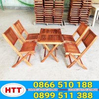 Bàn ghế xếp cafe gỗ mini Hoàng Trung Tín-GGHTT032