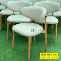 Ghế ăn bọc vải chân gỗ tự nhiên | LEO-F | Nội Thất Capta Hcm