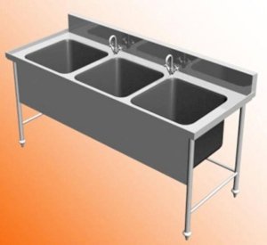 Bàn chậu rửa ba inox 1800x750x800/900mm