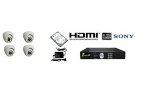 Bộ 4 camera Dome giám sát + đầu ghi KTS + ổ cứng
