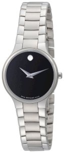 Movado Women's 0606383 Serio Stainless-Steel Black Round Dial Watch