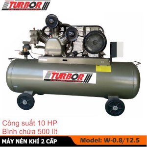 Máy nén khí piston 10 HP bình chứa khí 500 lít Turbor W-0.8/12.5