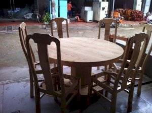 Bộ bàn ghế ăn tròn gỗ sồi Nga - Đồ gỗ Đỗ Mạnh