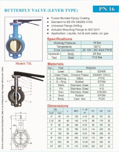 Van bướm tay gạt OHO - 72L - DN300, PN16