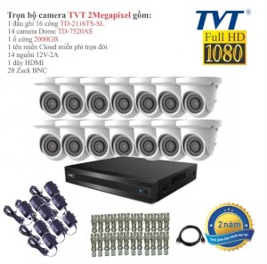 Trọn bộ 14 camera quan sát TVT 2 Megapixel TD-7520AS-14 Full HD1080