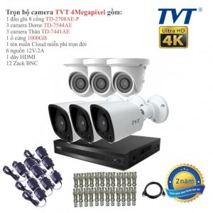 Trọn bộ 6 camera an ninh TVT 4 Megapixel TD-7441AE-6 Full 4K