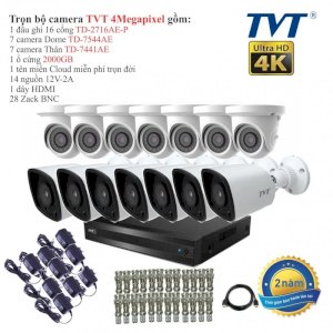 Trọn bộ 14 camera an ninh TVT 4 Megapixel TD-7441AE-14 Full 4K