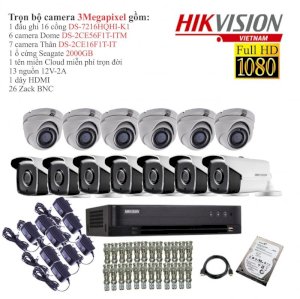 Trọn bộ 13 camera quan sát Hikvision TVI 3 Megapixel DS-2CE16F1T-IT-13