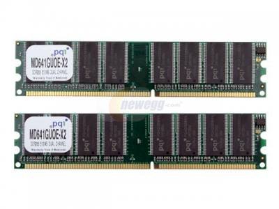 PQI Power Series - DDRam - 1GB (2x512MB) - bus 266MHz - PC 2100 kit