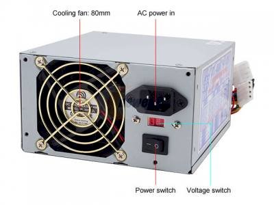 Athena Power AP-P4ATX40F ATX12V 400W Power Supply 115/230 V UL, TUV, CB & CE - Retail