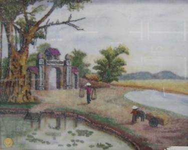 Tranh cổng làng(Đá quý Thần Châu Ngọc Việt)