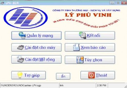 Phần mềm quản lý máy tính tiền hiệu Uniwell LPV-ECR